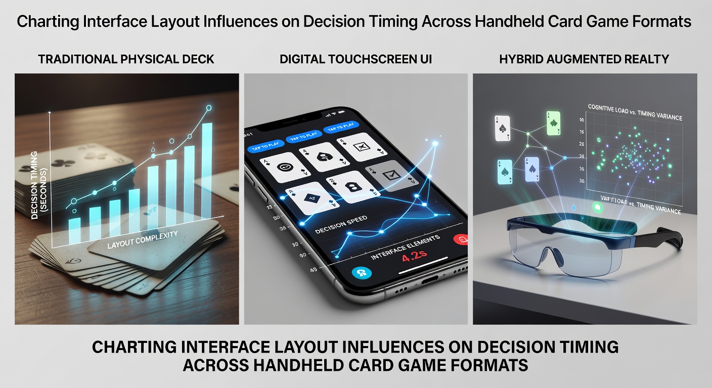 Darstellung verschiedener Interface-Layouts in mobilen Kartenspiel-Apps mit Fokus auf Button-Platzierung und Informationsanzeigen