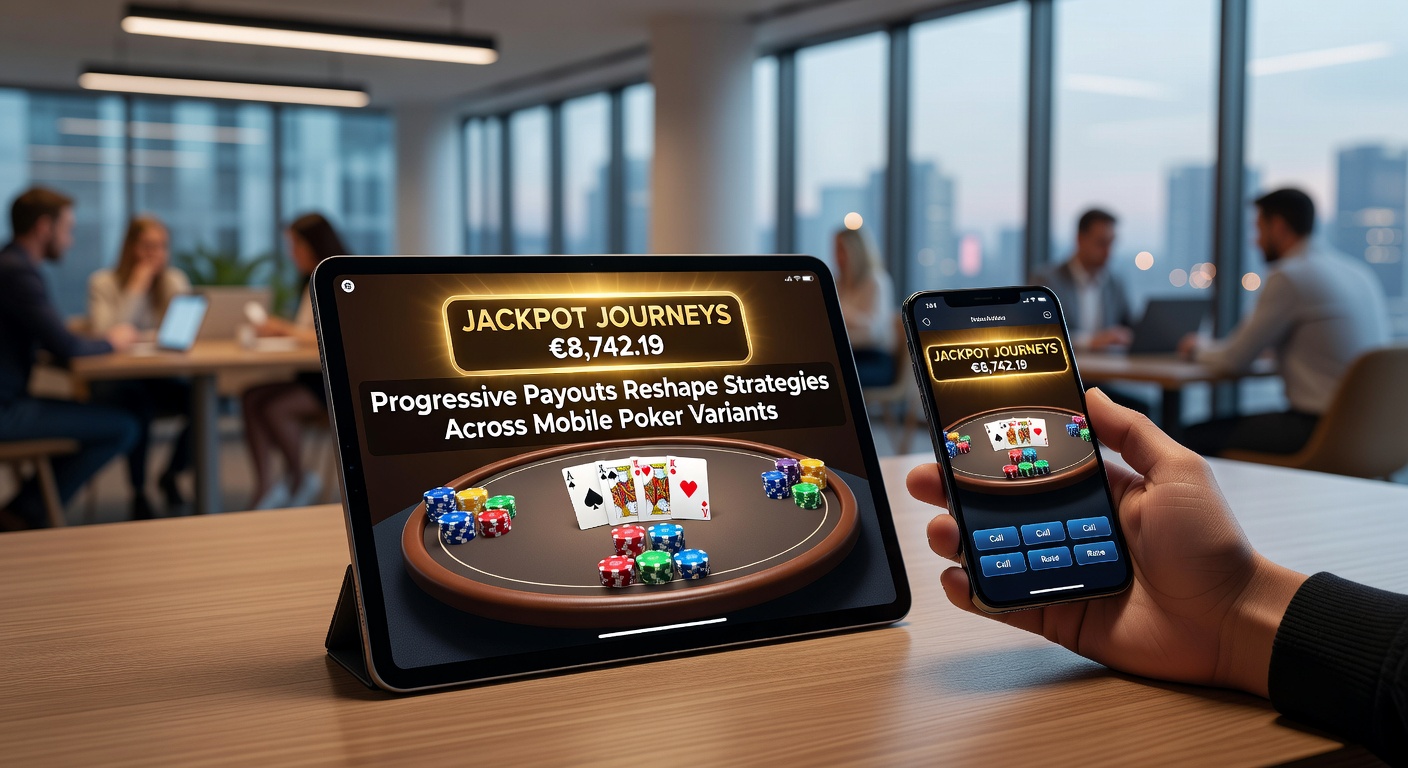 Grafik mit wachsendem Jackpot-Chart in einer Omaha-Poker-App, umgeben von Strategie-Icons