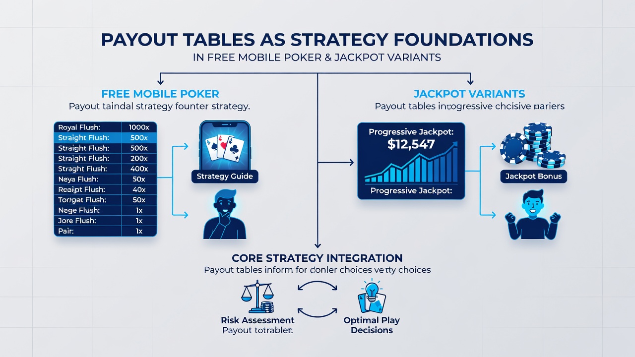 Detaillierte Ansicht einer mobilen App mit interaktiver Auszahlungstabelle für Jackpot-Poker