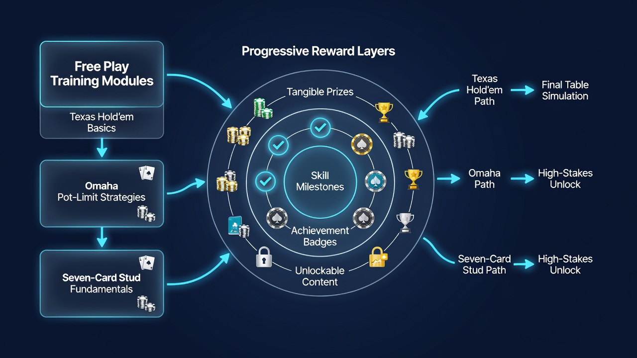 Darstellung progressiver Belohnungsebenen in mobilen Poker-Apps